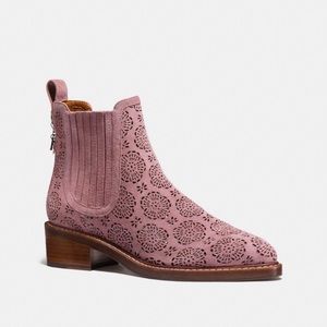 Coach Bowery Suede Chelsea Bootie Pink Tea Rose